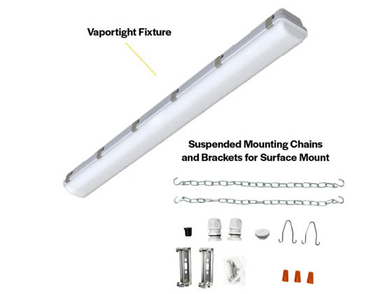 Halco Lighting 28111 LVPT-4-LS-CS-U Halco 48" Vapor Tight LED Fixture Wattage and Color Selectable Includes Control Ready Port