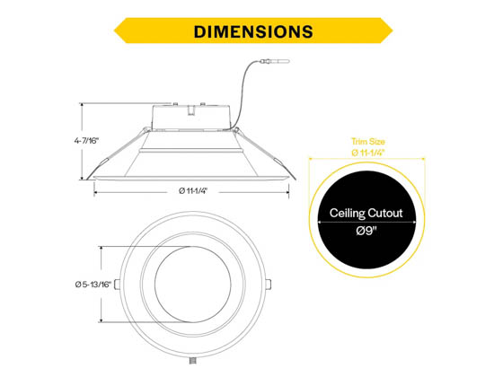 Halco Lighting 89213 CDL-10-LS-CS-WH-DDV Halco 10" Commercial LED Downlight 3-Wattage and 5-Color Selectable 90CRI Wet Rated Dual Dimming TRIAC/ELV & 0-10V