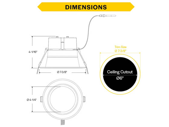 Halco Lighting 89211 CDL-6-LS-CS-WH-DDV Halco 6" Commercial LED Downlight 3-Wattage and 5-Color Selectable 90CRI Wet Rated Dual Dimming TRIAC/ELV & 0-10V