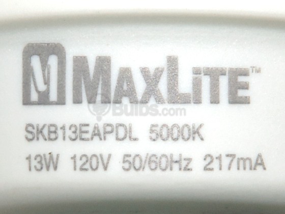 MaxLite M31534 SKB13EAPDL 60 Watt Incandescent Equivalent, 13 Watt, 120 Volt A-Style Bright White CFL Bulb