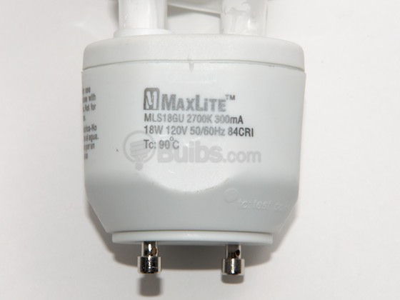 MaxLite M11281 MLS18GUWW GU24 75 Watt Incandescent Equivalent, 18 Watt, Warm White GU24 Spiral Compact Fluorescent Lamp