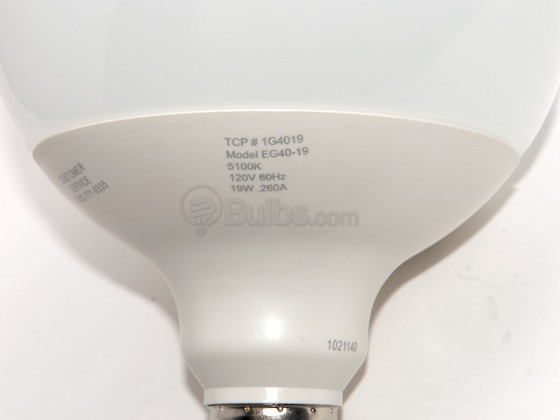 TCP TEC1G4019-51 1G401951K 75 Watt Incandescent Equivalent, 19 Watt, 120 Volt G40 Bright White Globe CFL Bulb