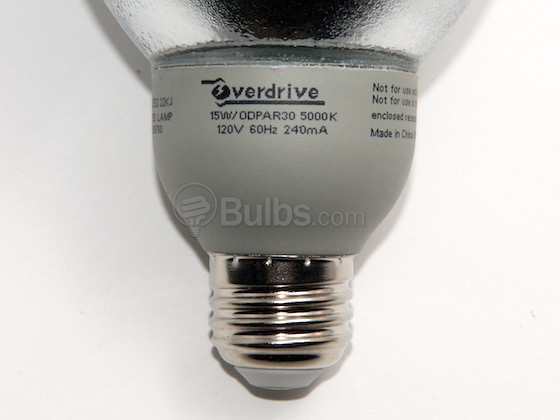 Overdrive 15W/ODPAR30/5000K 50 Watt Incandescent Equivalent, 15 Watt, Wet Location Rated PAR30 Bright White Compact Fluorescent Medium Base Bulb