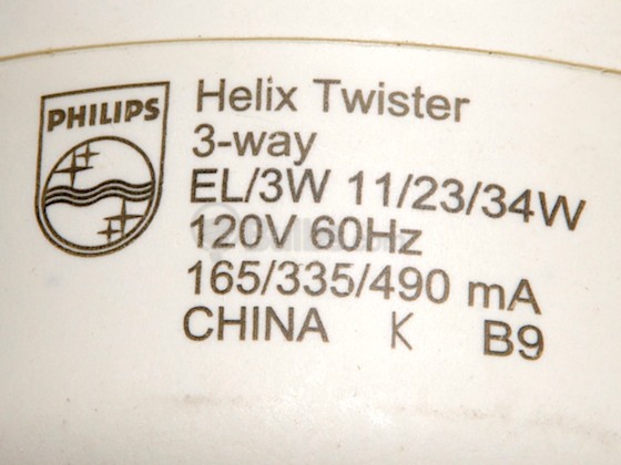 Philips Lighting 211938 EL/TW 34-23-11 (3-Way) Philips 50/100/150 Watt Incandescent Equivalent, 11/23/34 Watt 3-WAY Spiral CFL Bulb