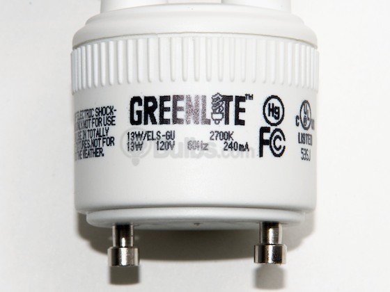 Greenlite Corp. G356048 13W/ELS/M/GU/27K DISC. (USE 356048) 60 Watt Incandescent Equivalent, 13 Watt, Warm White GU24 Spiral Compact Fluorescent Lamp