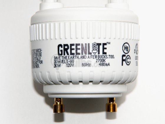 Greenlite Corp. G397225 26W/ELS-GU/27K 100 Watt Incandescent Equivalent, 26 Watt, Warm White GU24 Spiral Compact Fluorescent Lamp