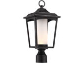 Satco Products, Inc. 62-825 Essex 14W DIM Outdoor Post Lantern Satco Essex 14 Watt Dimmable Outdoor LED Post Lantern with Etched Glass, Sterling Black