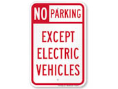 Value Brand K2-0373-12x18 No Parking: Except Electric Vehicles 12x18 Inch Red Reflective Aluminum