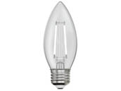 Feit Electric BPETC60927CAWFIL/2 Feit 5.5 Watt Dimmable B-10 Exposed White Filament LED Bulb, 60 Watt Equivalent, 2700K