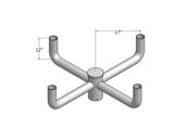 MaxLite 103186 PL-BB490-B Maxlite Steel Bullhorn 4-Arm Bracket 2 3/8" Tenon at 90° Bronze