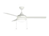 Westgate WFL-112-PC-3B-52-MCT-WH-WH 52" White 3-Blade Ceiling Fan with LED Integrated Color Selectable Light and Pull Chains
