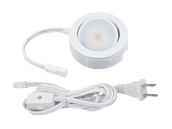 American Lighting 4.3 Watt, 120V AC, MVP Single LED Puck Light Kit With Roll Switch and 6 Ft. Power Cord - White