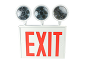 Exitronix New York City Approved Steel Combination LED Exit, Triple Head Lights