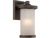 Satco Diego 10 Watt  LED Small Wall Lantern with Satin Amber Glass, Mahogany Bronze Finish
