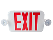 Maxlite Dual Head Exit/Emergency Sign With LED Lamp Heads, Battery Backup, Red Letters
