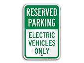 Reserved Parking: Electric Vehicles Only 12x18 Inch Green Reflective Aluminum