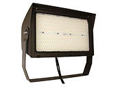 Maxlite Slim LED Flood Fixture Adjustable Wattage (210/250/320W), Color, & Beam Angle Includes Photocell and Yoke/Trunnion Mount