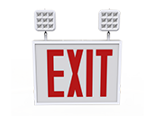 Keystone Steel Red Exit Sign Combo with Dual Head High Output 800LM and Battery Backup (Chicago Approved)