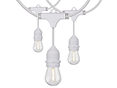 Satco 12 socket 24ft LED String Light with Clear 2200K S14 Bulbs Included White Finish