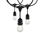 Satco 12 socket 24ft LED String Light with Clear 2200K S14 Bulbs Included