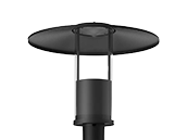 Westgate LED Decorative Top-Hat Post Top Fixture Wattage and Color Selectable with Indirect Light Black Finish