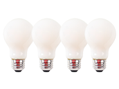Sylvania 8W Frosted Glass A-19 LED Filament Lamp, 3500K, Wet Rated, JA8 Compliant (Pack of 4)