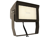 Maxlite Slim LED Flood Fixture High Voltage Adjustable Wattage (100/130/150W), Color, & Beam Angle Includes Photocell and Yoke/Trunnion Mount 277-480V