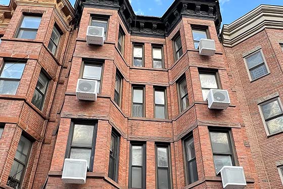 Heat pumps installed in brownstone apartements.